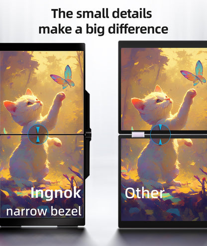 Ingnok Portable Monitor, 18.5 Inch FHD 1080P 100% sRGB Laptop Screen Extender USB C HDMI Portable Gaming Monitor w/Smart Cover & Speakers, External Monitor for Laptop Mac PC