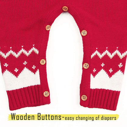 mimixiong Baby Christmas Sweater Toddler Reindeer Outfit Long Sleeve Red Clothes (0-6Months,Red-Jumpsuit)