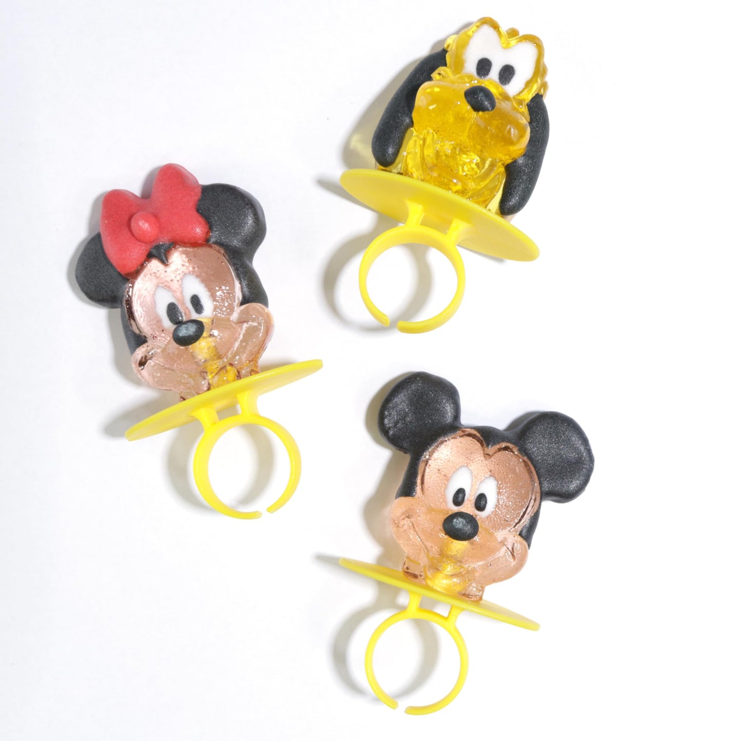 Disney Junior Lollipop Rings, Mickey Mouse, Minnie, and Pluto, Individually Wrapped for Birthday Party Favors, 18 Count
