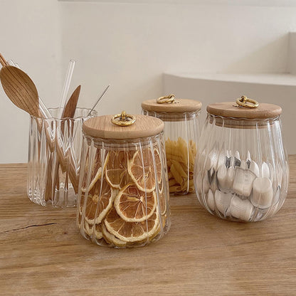 Galazzz Glass Jars with Bamboo Lids, 23 FL OZ Glass Containers with Airtight Lids for Storage, Large Candy Jars for Coffee Nuts Cookie, Decorative Glass Canister, 780ml Oval