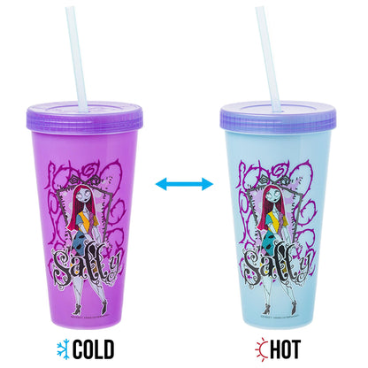 Silver Buffalo Disney Nightmare Before Christmas Character Grid 4 Pack Color Change Plastic Tumbler, 24 Ounces