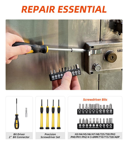 DIFFLIFE 40-Piece Tool Set - General Household Hand Tool Kit with Plastic Toolbox Storage Case…