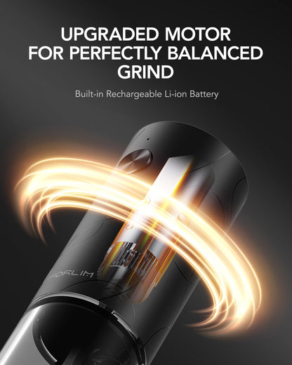 FORLIM Electric Salt and Pepper Grinder Set, USB Rechargeable, Automatic Salt Pepper Mill Grinder with Dust Cover, One-Button Control, Adjustable Coarseness, White LED Light (2 Packs, Black&White)