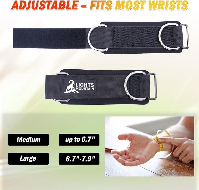 Adjustable Wrist Cuffs for Cable Machine Attachments - Padded Straps with Dual D-Rings for Forearm & Arm Training