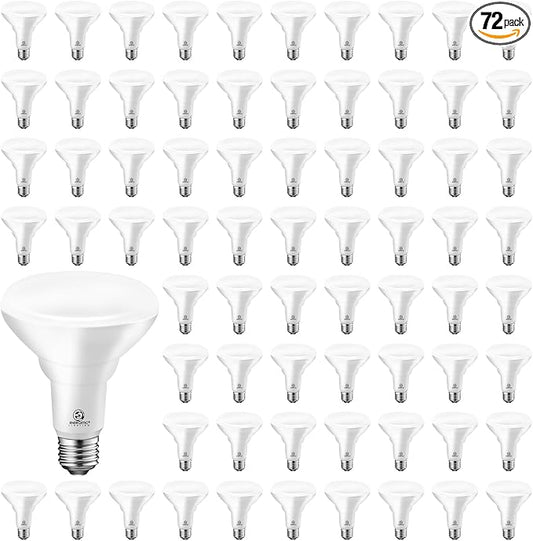 Energetic [Energy Star & CRI 90] 72 Pack LED Flood Light Bulbs BR30, 65W Equivalent, Dimmable, 5000K Daylight, 750lm, Indoor Flood Lights for Recessed Cans, UL Listed