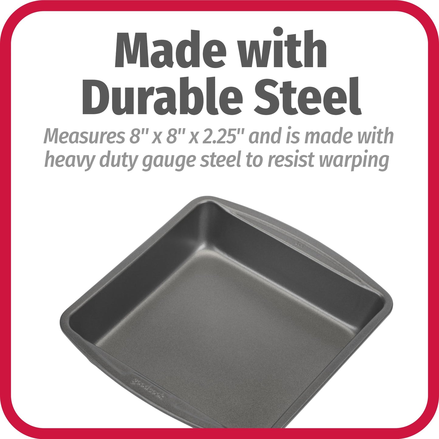 GoodCook Everyday Nonstick Steel Square Pan, 8", Gray
