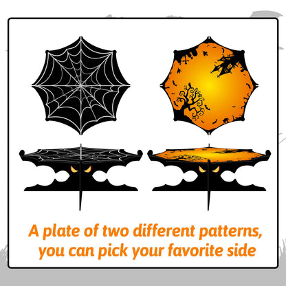 FRIDAY NIGHT 2 Pcs Halloween Cupcake Stand 1-Tier Spider Web Cardboard Dessert Holder Cake Serving Tray Birthday Party Supplies Decoration