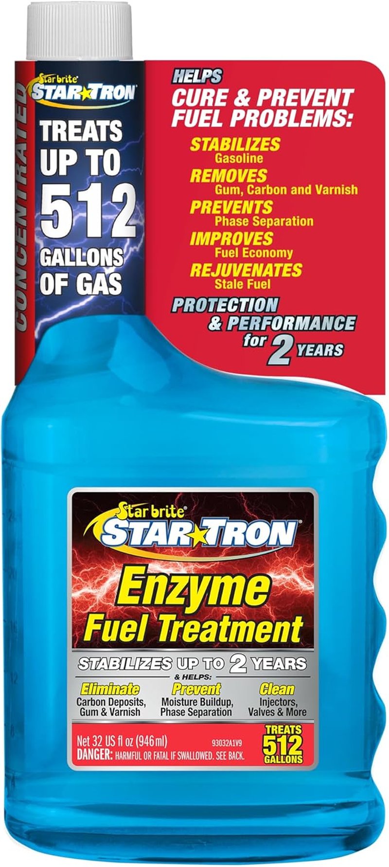 Star Tron Enzyme Fuel Treatment - Concentrated Fuel Stabilizer for Gasoline | 32 Fl. Oz. - Treats Up to 512 Gallons