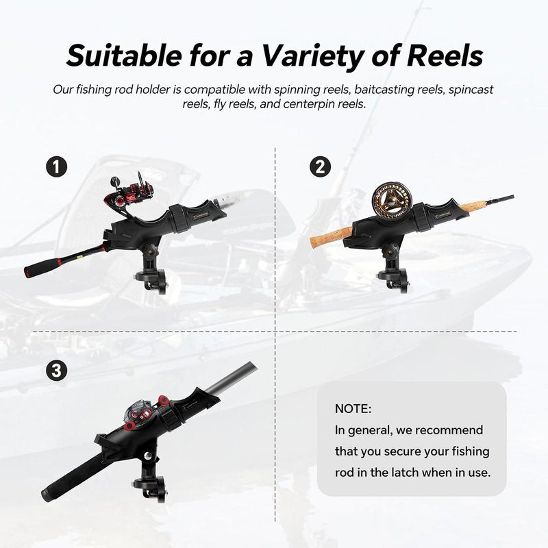 Fishing Rod Holder Kit - Universal Fit for Kayak & Boat | 360-Degree Adjustable Powerlock Design