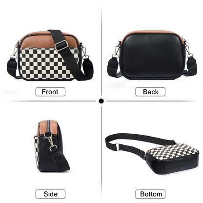 CLUCI Checkered Crossbody Bag for Women,Vegan Leather Shoulder Handbags,Purses for Women with Adjustable Wide Strap