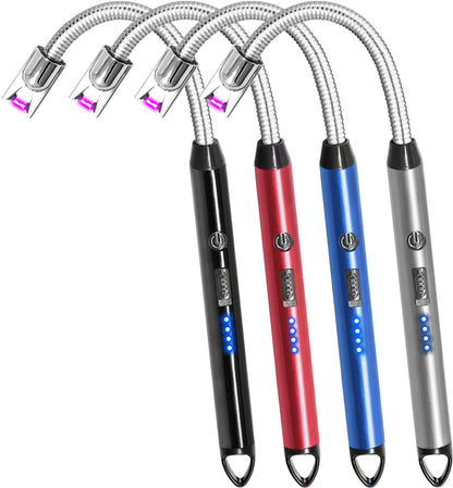 4 Pack Candle Lighter Electric Rechargeable Arc Windproof Lighters Flexible Neck Long Rotate 360 Plasma Lighter USB Flameless Lighters Candles Grill BBQ