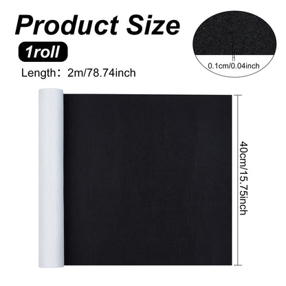 BENECREAT 40cmx2m Black Self Adhesive Sticky Backed Felt, Multipurpose Adhesive Fabric Sheet Roll for Drawer Box Liner, Cup Mat, Picture Framing, Chair Leg, 1mm Thick