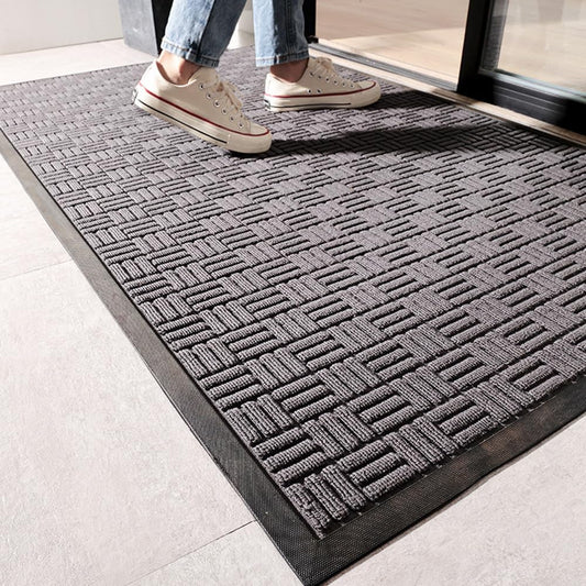 MATZEN Block Entrance Mats Indoor Outdoor, Front Door Mat Entryway Entrance Waterproof Outdoor Doormat, Heavy Duty Non Slip Durable Weatherproof Porch Deck Terrace Office Entrance Mat, 5x3, Grey