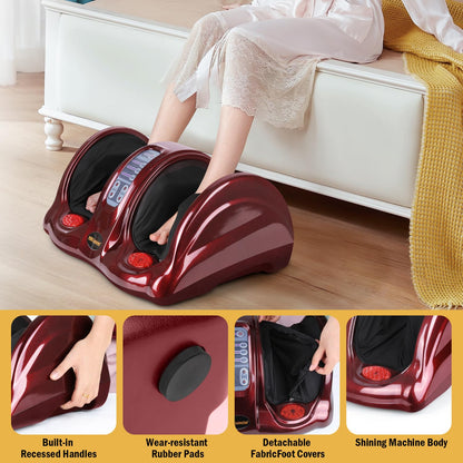 H&B Luxuries Shiatsu Foot Massager Machine with Remote Controller, Kneading and Rolling Home Massagers for Feet, Ankle, Calf, Leg, Ideally for Men, Women, Father, Mom Parents and The Elderly, Red