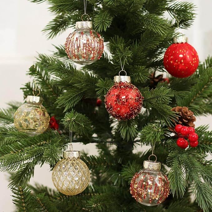25Pcs Christmas Ornaments Sets 2.36” Christmas Ball Ornaments Christmas Tree Ornaments Shatterproof Xmas Balls Bulbs for Holiday Wedding Party Christmas Tree Decoration（Red Gold）
