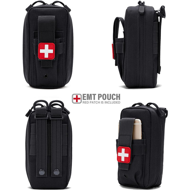 LIVANS Tactical MOLLE IFAK Medical Pouch, Rip-Away EMT First Aid Pouch Trauma Kit Everyday Carry Survival Bag Include Cross Patch((Pouch Only, First Aid Kits NOT Included)