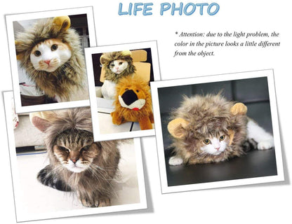 Cat Lion Mane Halloween Pet Costume Kitten Outfits Party Dress Up Apparel Kitty and Cat Costumes (Cat Lion Mane)