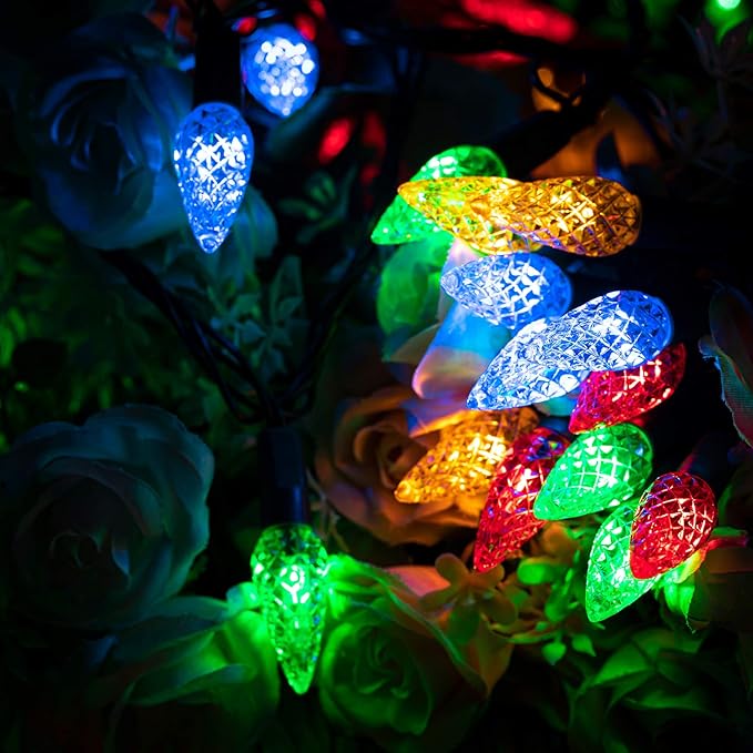AWQ 200LED 66 FT C6 Christmas String Lights Plug in Fairy Twinkle String Lights 8 Modes Timer Function Waterproof Extendable for Indoor Outdoor Wedding Party Christmas Decoration (200, Multicolor)