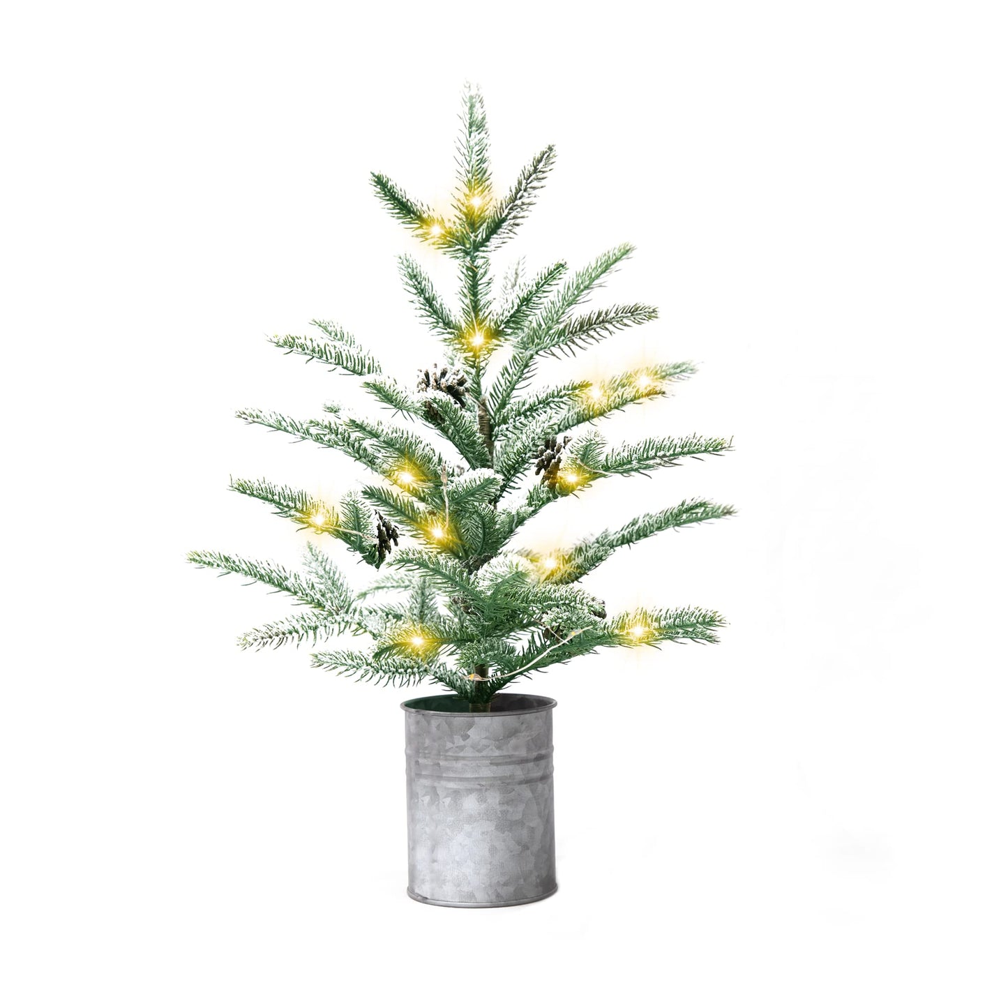 Small Christmas Tree 24 inch Mini Christmas Tree Pre-lit with 60 Lights Rustic Style Tabletop Tree 2 ft