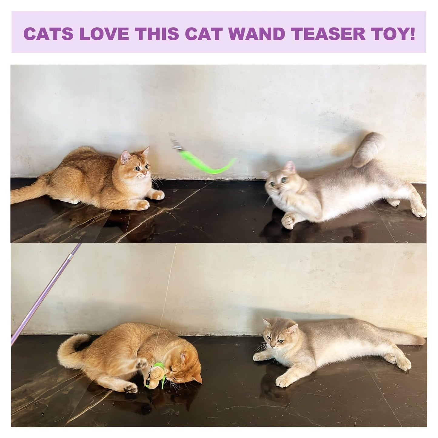 11PCS Cat Wand Toy, Cat Interactive Toys for Indoor Cats, 2 Retractable Cat Wand, 7 Worm Cat Teaser Toys and 1 Plush Fish Cat Toy, Cat Feather Toys for Play Chase Exercise with Kitten, Extra 1 Line