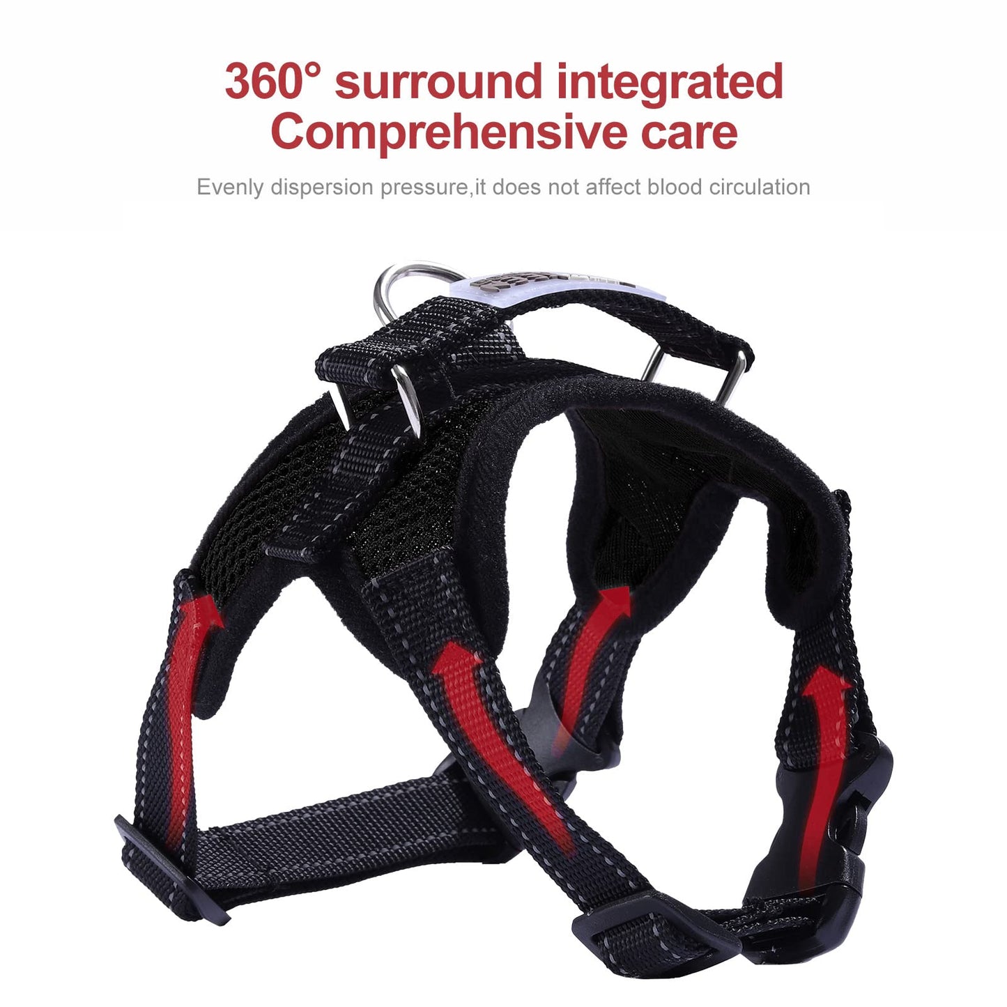 Dog Harness Mesh Breathable Comfortable Pet Vest No Pull Adjustable Soft Padded Dog Power Strap (S, Black)