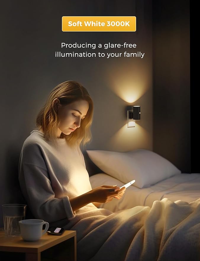 L LOHAS LED Motion Sensor Night Light Plug in, 2 Pack, Motion Activated Night Light, 0-100LM Dimmable, 3000K Soft White, Motion Sensor Light Indoor for Bathroom Hallway Bedroom Stairway Kids Elderly