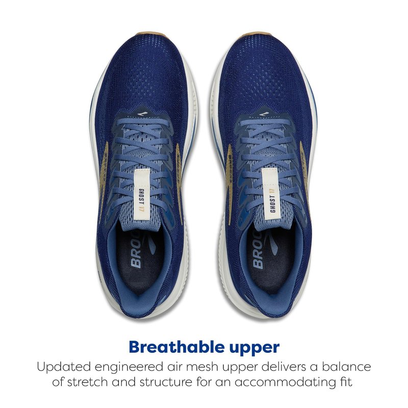 Brooks Men’s Ghost 17 Neutral Running Shoe - Beacon Blue/Moonlight/Starfish - 7.5 Medium