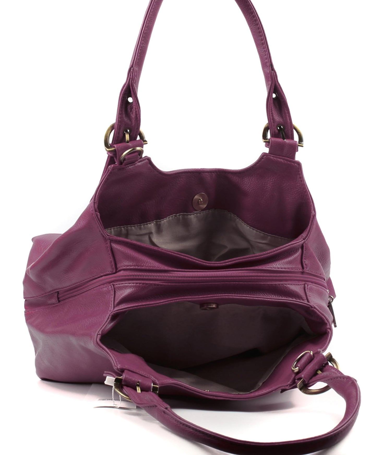 AOSSTA Women's Tote Bag Multi Pockets Soft Leather Hobo Shoulder Bags With Long Strap Ladies Handbags Large Crossbody Bags (Black)