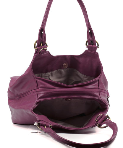 AOSSTA Women's Tote Bag Multi Pockets Soft Leather Hobo Shoulder Bags With Long Strap Ladies Handbags Large Crossbody Bags (Black)