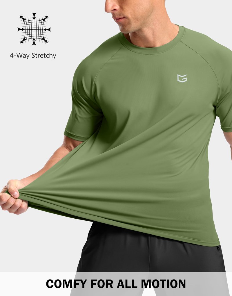 G Gradual Men's Athletic Workout T-Shirts Moisture Wicking Cooling Running Shirts Short Sleeve Performance Tee for Gym Tennis(Military Green,XXL)