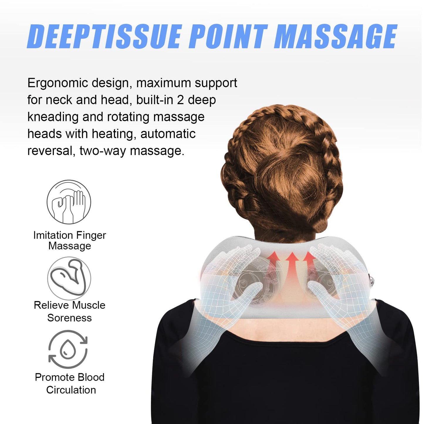 Travel Neck Pillow/Electric Neck Massager with Heating, Memory Foam Pillow for Neck Pain Relief, Neck Support Pillow for Airplane, Car, Office, Gift (Grey)