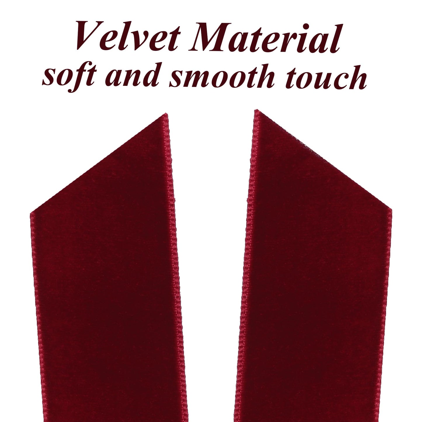 12Pcs Burgundy Velvet Ribbon Bows Christmas Tree Decorations,5in x 10in Xmas Ornaments for Tree Home Party Front Door Wreath Garland Holiday Decor