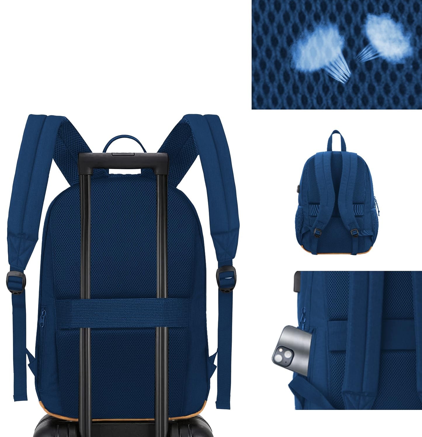 KEOFID Classic School Backpack for Boys and Girls Teenager, Travel Bag for Men and Women, Anti theft laptop Backpack with USB Charging Port for College(Blue 19inches)