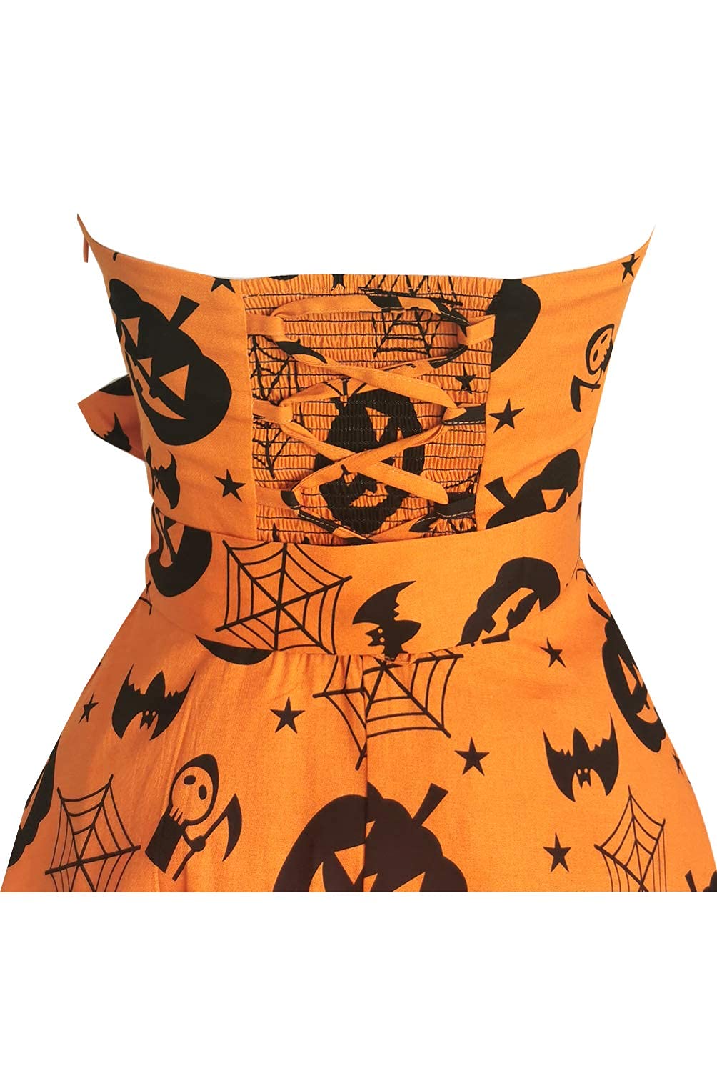 Topdress Women's Vintage Polka Audrey Dress 1950s Halter Retro Cocktail Dress Pumpkin M