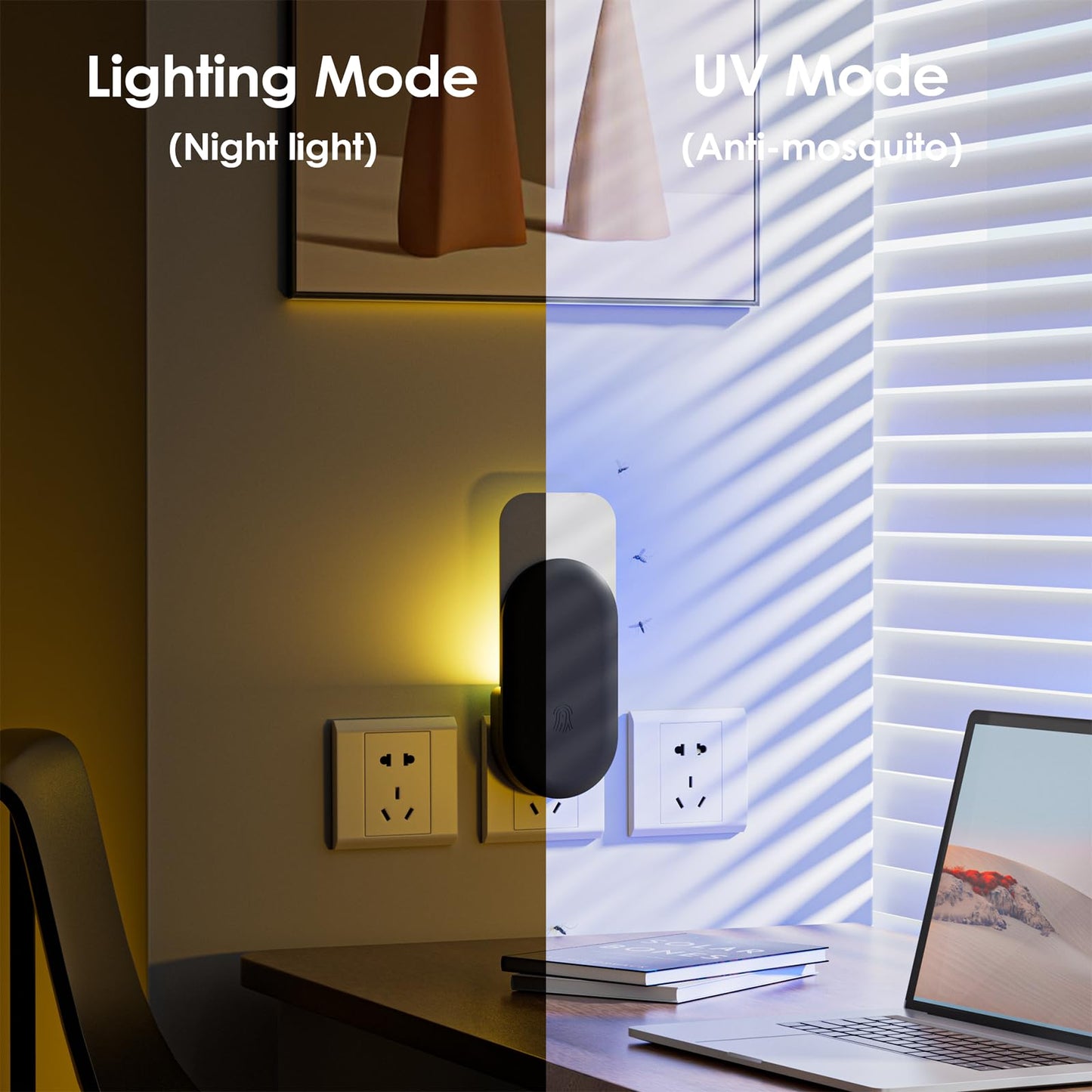 Flying Insect Trap, 2 in 1 Indoor Plug-in Fruit Fly Trap, 1 Trap Black and 6Glue Cards, Fruit Fly Traps for Gnat, Moth, Mosquito, Suitable for Every Part of The Home