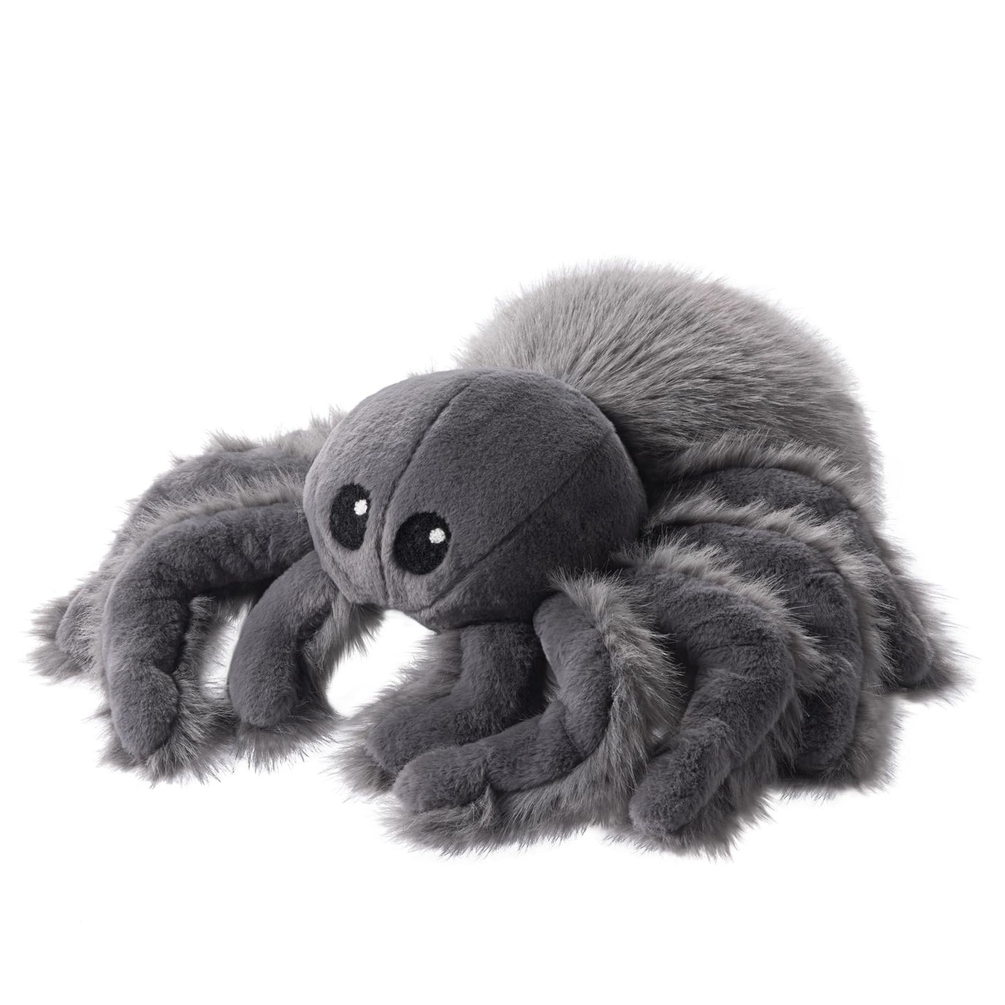 Phantoscope Happy Halloween Spider Shaped Throw Pillow, Faux Fur Fluffy Tarantula Shaped Halloween Cushion Pillow, Deep Gray, 9.5 x 16 inch