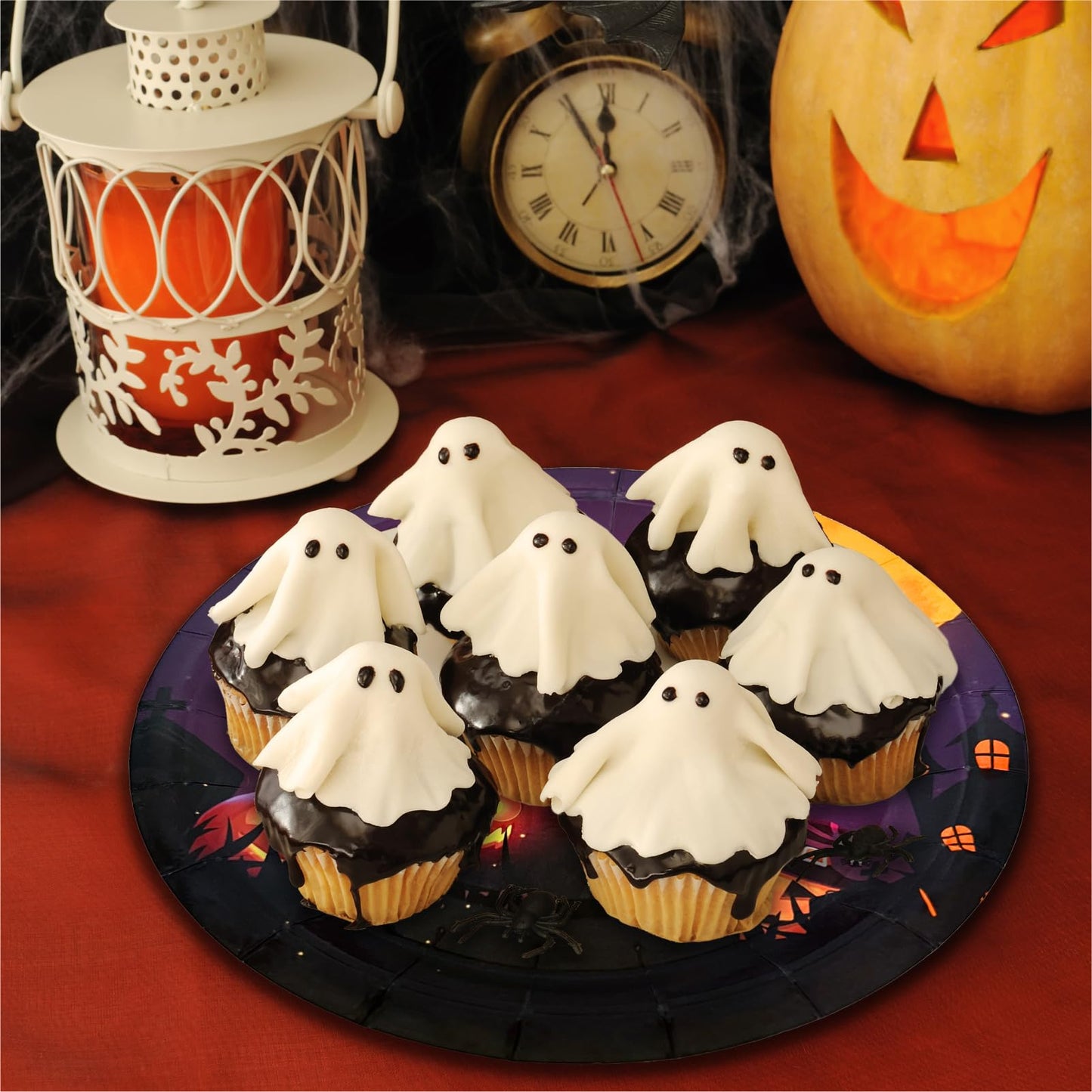 Aixuler Halloween Paper Plates, 40pcs Party Paper Plates Set Disposable Halloween Party Food Dinner Dessert Plates Tableware Decorations Favors, Including 20pcs 9" and 20pcs 7" for Halloween Plates