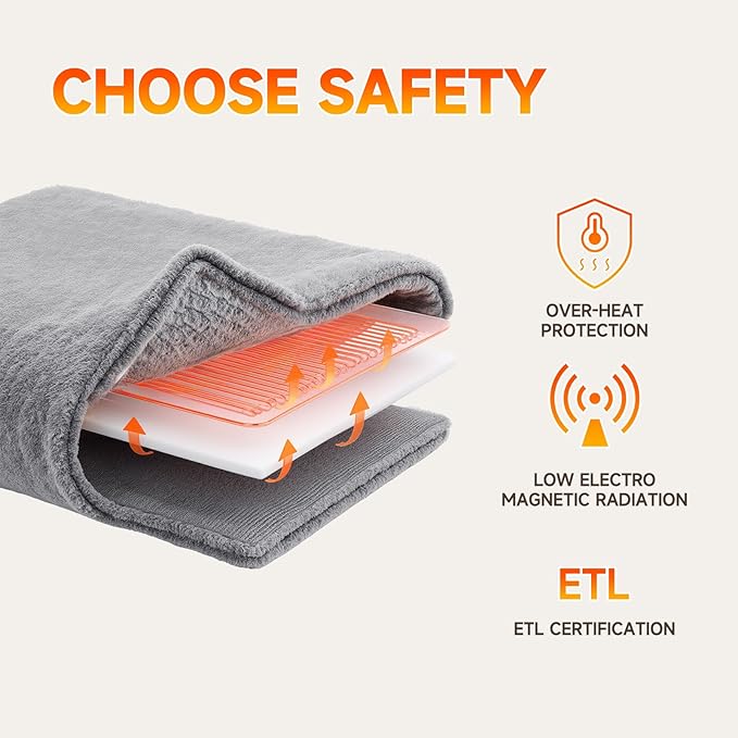 Heated Blanket Electric Blanket King 100"x90" Heating Blanket with Dual Control 10 Heat Levels & 10 Hours Auto-Off Overheat Protection Cozy Soft Flannel King Size Blanket Fast Heating Machine Washable