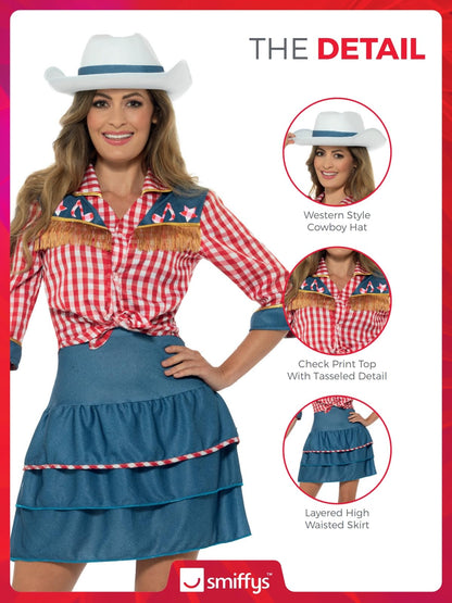 Smiffy's Women's Rodeo Doll Costume, blue, Small