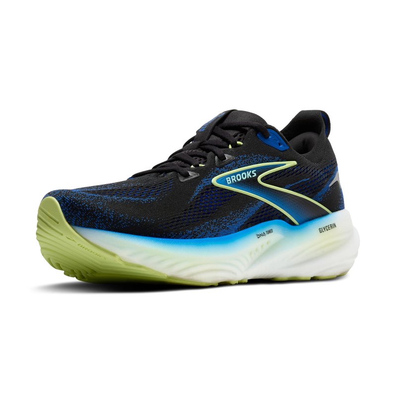 Brooks Men’s Glycerin 22 Neutral Running Shoe - Black/Cobalt/Neo Yellow - 10 Medium