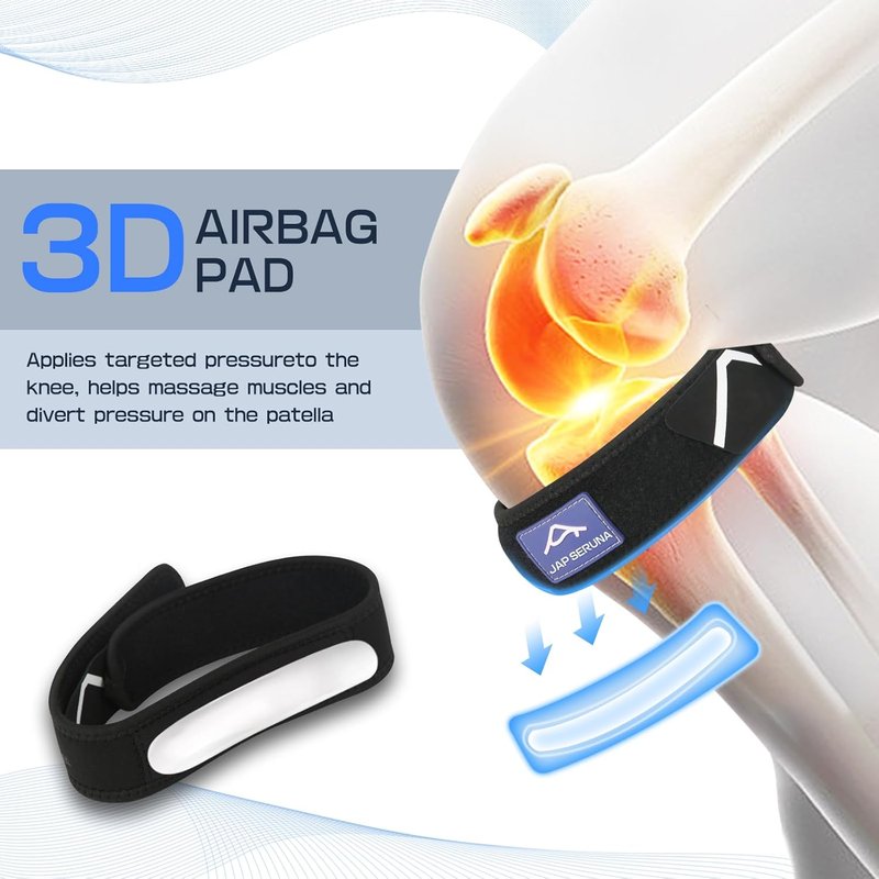 Patellar Band Tendon Support Strap - Adjustable Non-Slip Knee Brace for Pain Relief | 2 Pack for Hiking, Running & Sports