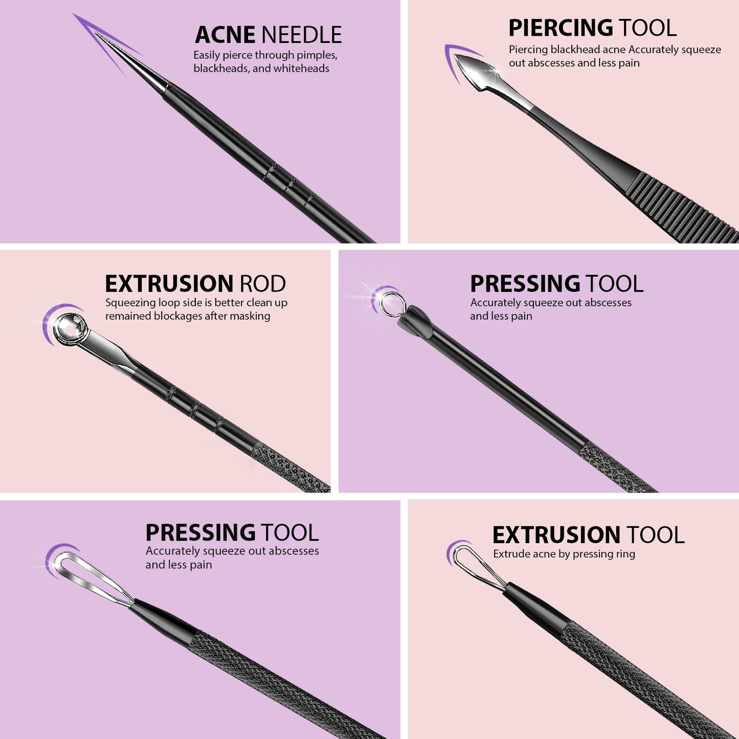 Teenitor 7 in 1 Blackhead Remover Tools, Surgical Grade Pimple Popper Tool Kit, Blackhead Extractor, Pimple Extractor, Black Head Remover for Face Nose