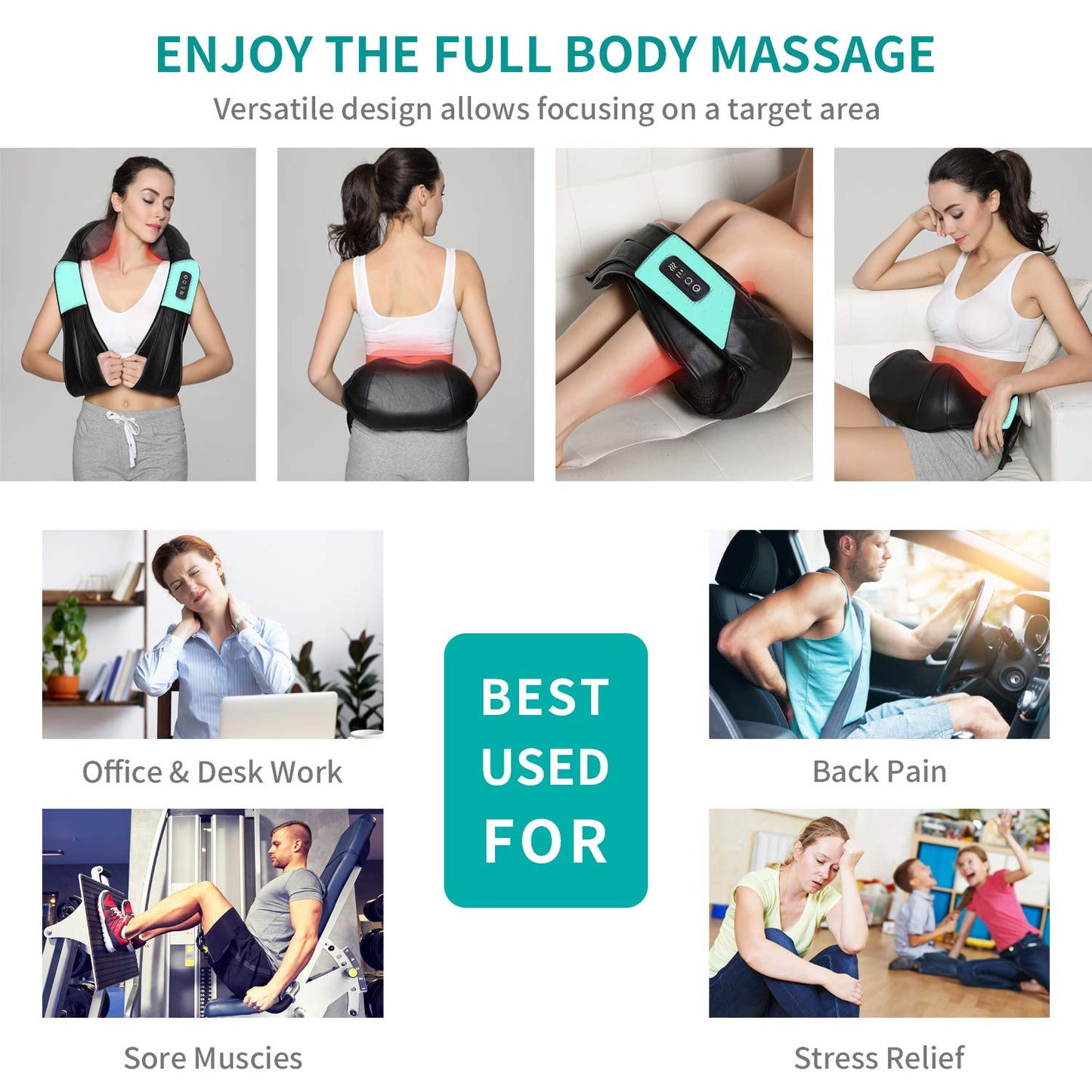 Nekteck Neck Massager for Pain Relief Deep Tissue, FSA Eligible Shiatsu Back Massager with Heating 3D Kneading Massage Pillow for Shoulder Leg Muscle, Office Home Car Use, HSA Eligible, Plug-in Use