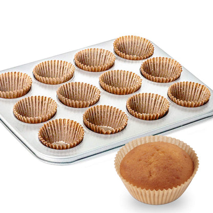 Caperci Standard Natural Cupcake Liners 500 Count, No Smell, Grease-Proof Paper Muffin Liners, Food-grade Baking Cups for Cupcakes, Muffins, Nuts