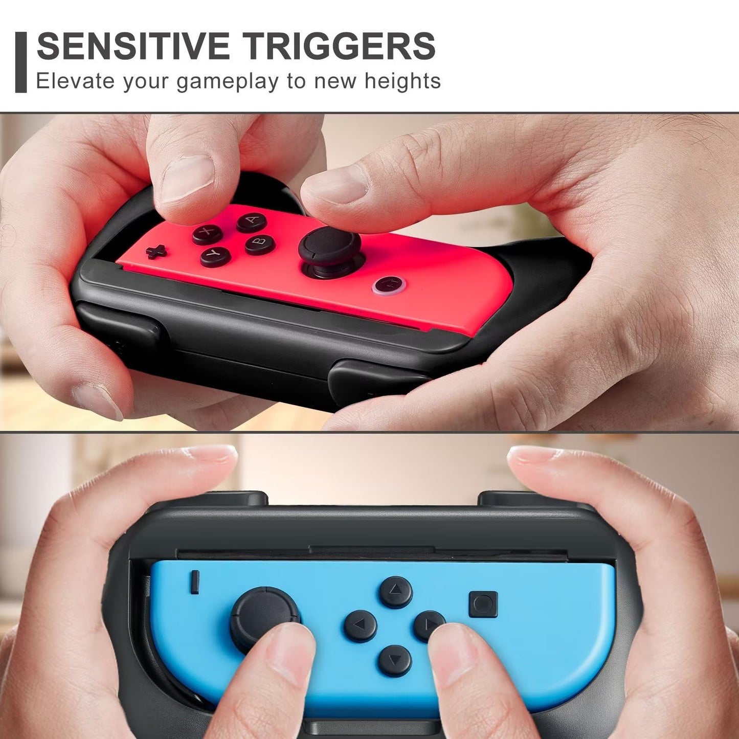 Gepicest Switch Accessories Grip Holder for Joycon Controller Compatible with Switch Handheld Remote, Kit Set Grips Holder for Dual Joycon Remote Controller Black 4 Packs