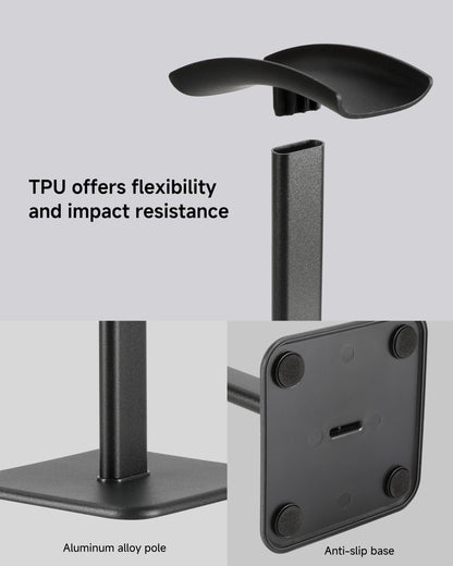 DGPLUS Headset Stand - Headphone Holder for Desk with Aluminum Hanger Compatible with All Over-Ear On-Ear Computer Xbox One PS5 PS4 PC Game Telephone Headsets (Black)