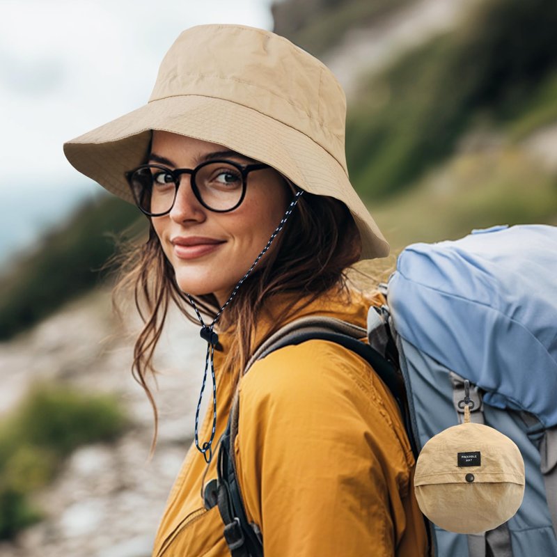 PFFY Packable Sun Bucket Hat for Women Outdoor UV Protection Sun Hats Waterproof Lightweight Hiking Outdoor Cap Blue