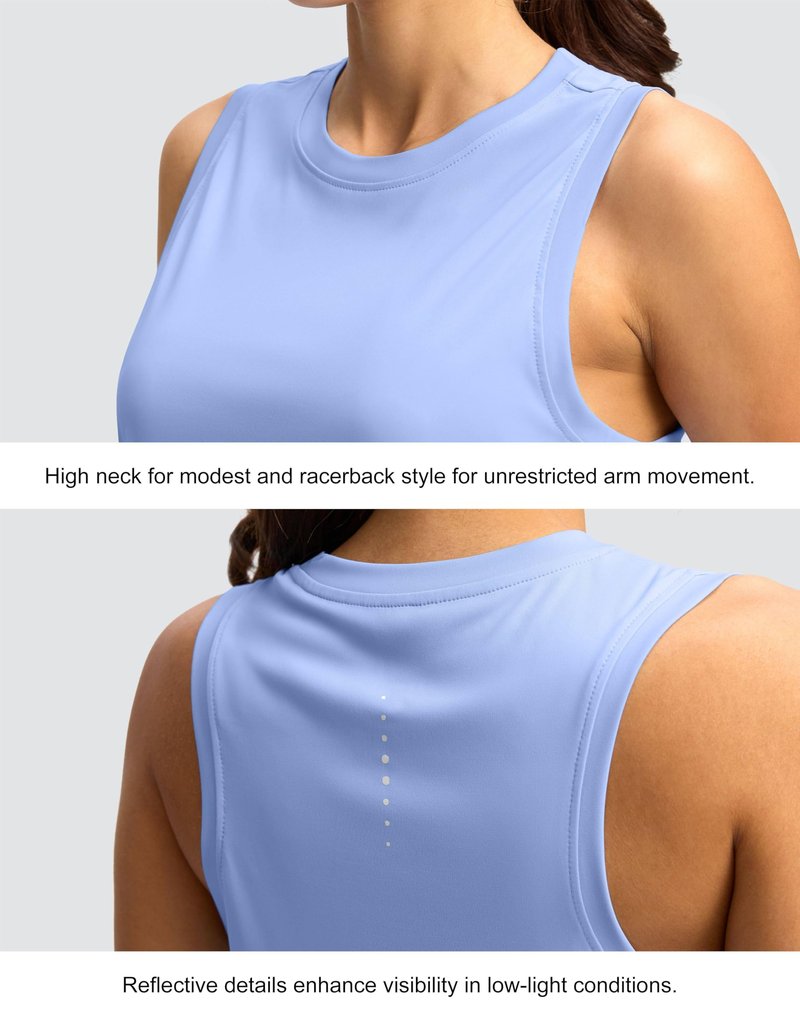 SANTINY Women's Sleeveless Workout Tops Lightweight Tennis Yoga Athletic Running Shirts Racerback Tank Tops for Women (Light Blue_L)