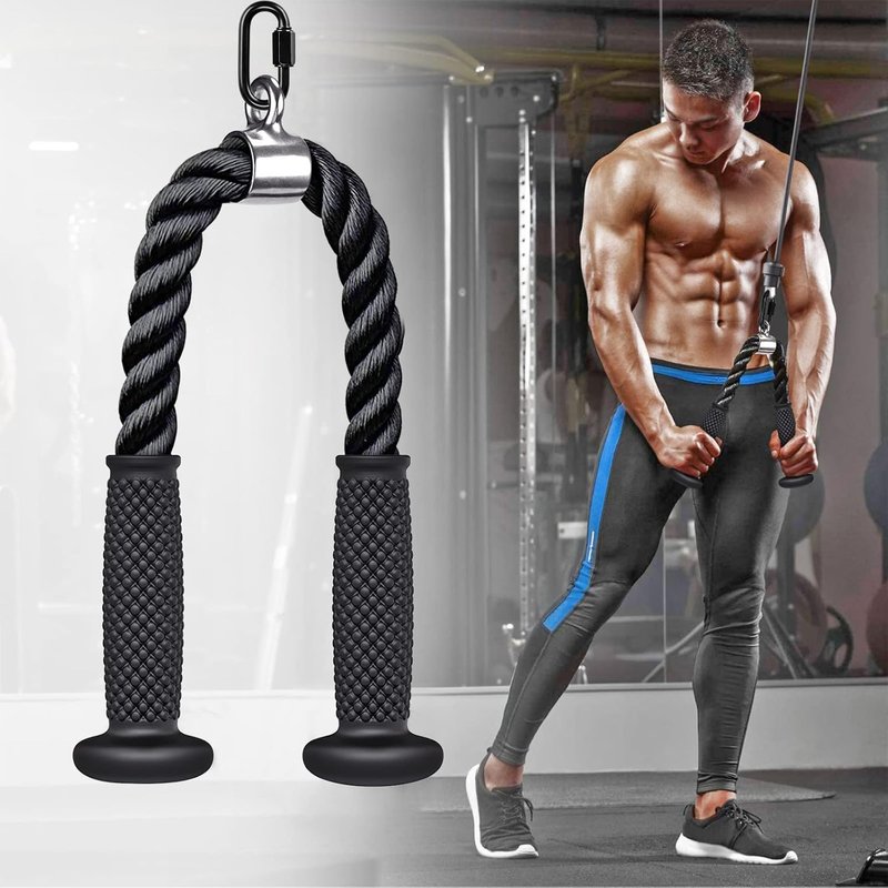 Kipika Tricep Pull Down Attachment - Cable Machine Accessory for Home Gym | Durable Pulley System Fitness Equipment