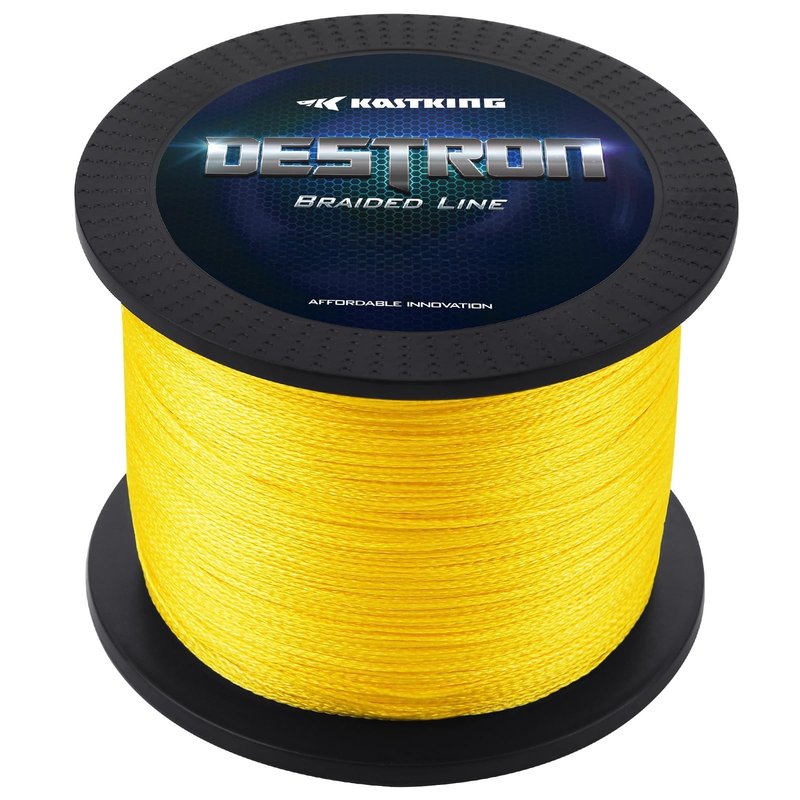 KastKing Destron Braided Fishing Line, Yellow, 4 Stands, 15LB, 300Yds